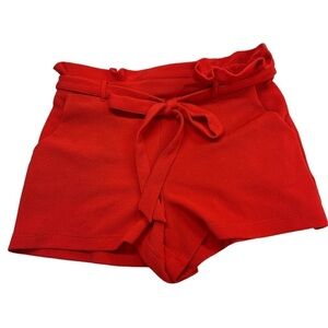 Almost Famous Red Belted Paperbag Waist Pullon Pocketed Textured Dress Shorts M